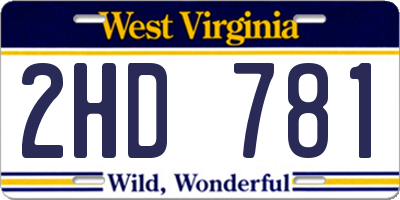 WV license plate 2HD781
