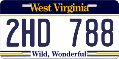 WV license plate 2HD788