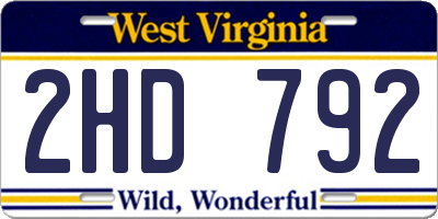 WV license plate 2HD792