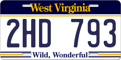 WV license plate 2HD793
