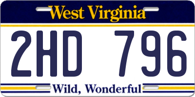 WV license plate 2HD796