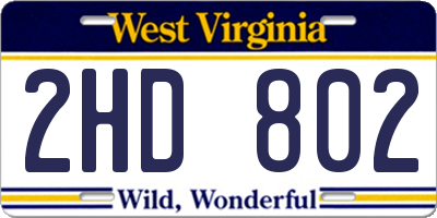 WV license plate 2HD802