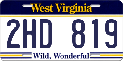 WV license plate 2HD819