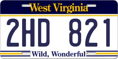 WV license plate 2HD821
