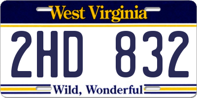 WV license plate 2HD832
