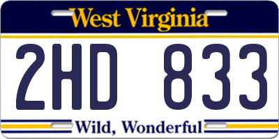 WV license plate 2HD833