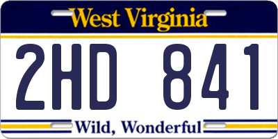 WV license plate 2HD841