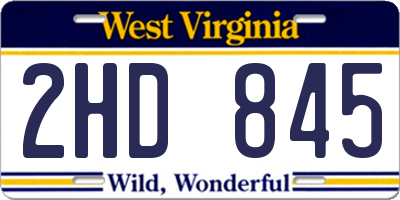 WV license plate 2HD845