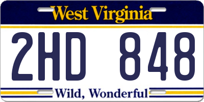 WV license plate 2HD848