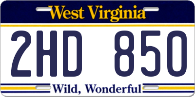 WV license plate 2HD850