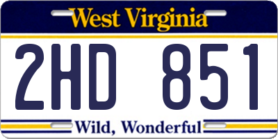 WV license plate 2HD851