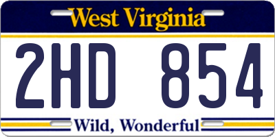 WV license plate 2HD854