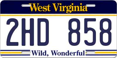 WV license plate 2HD858