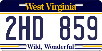 WV license plate 2HD859