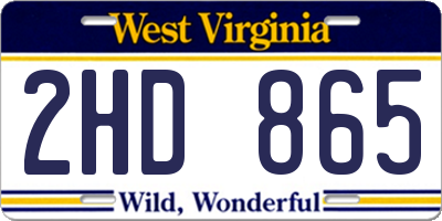 WV license plate 2HD865