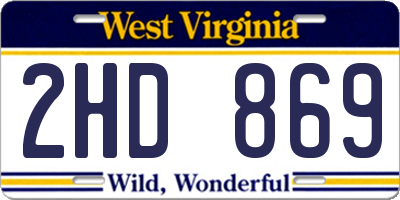WV license plate 2HD869
