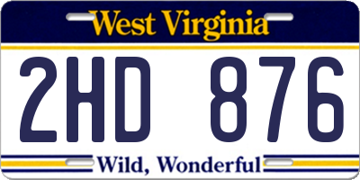 WV license plate 2HD876