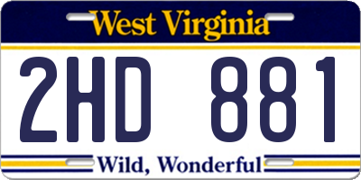 WV license plate 2HD881