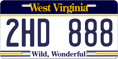 WV license plate 2HD888
