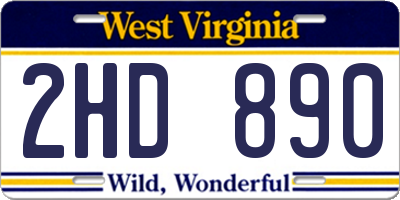 WV license plate 2HD890