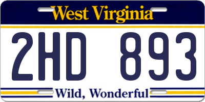WV license plate 2HD893