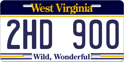 WV license plate 2HD900