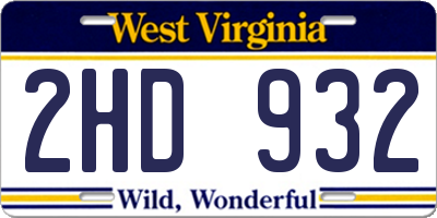 WV license plate 2HD932