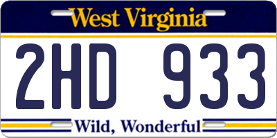 WV license plate 2HD933