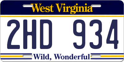 WV license plate 2HD934