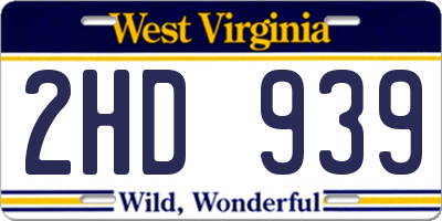 WV license plate 2HD939