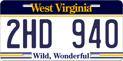 WV license plate 2HD940