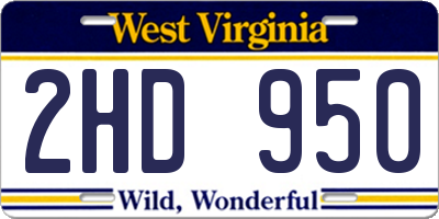 WV license plate 2HD950