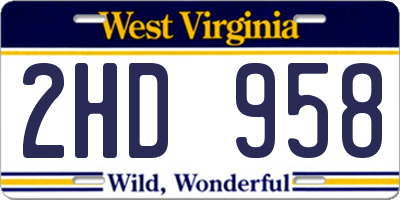 WV license plate 2HD958