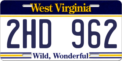 WV license plate 2HD962