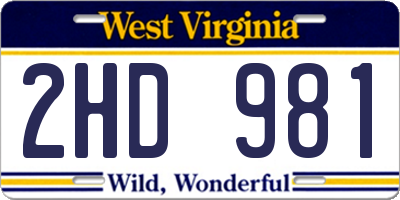 WV license plate 2HD981