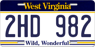 WV license plate 2HD982