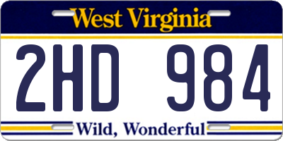 WV license plate 2HD984