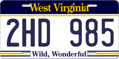 WV license plate 2HD985
