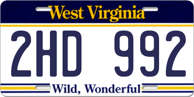 WV license plate 2HD992