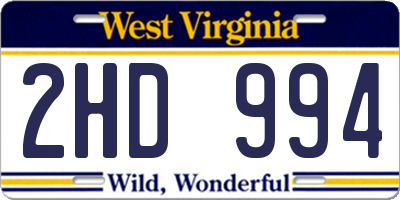 WV license plate 2HD994
