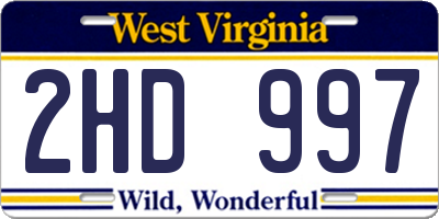 WV license plate 2HD997