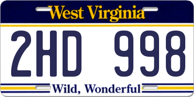 WV license plate 2HD998