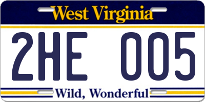 WV license plate 2HE005