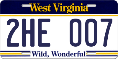 WV license plate 2HE007