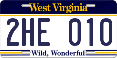 WV license plate 2HE010