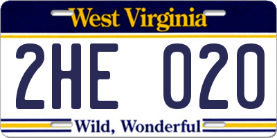 WV license plate 2HE020
