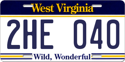 WV license plate 2HE040
