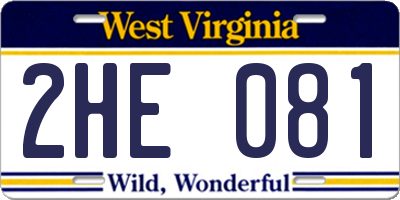 WV license plate 2HE081