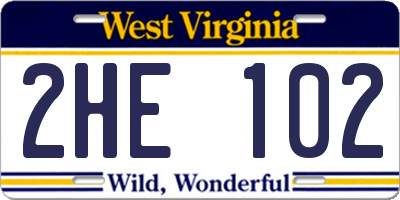 WV license plate 2HE102
