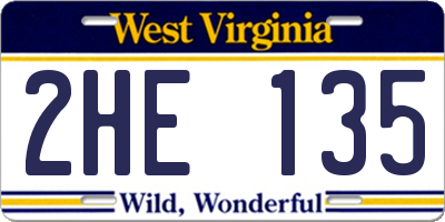 WV license plate 2HE135